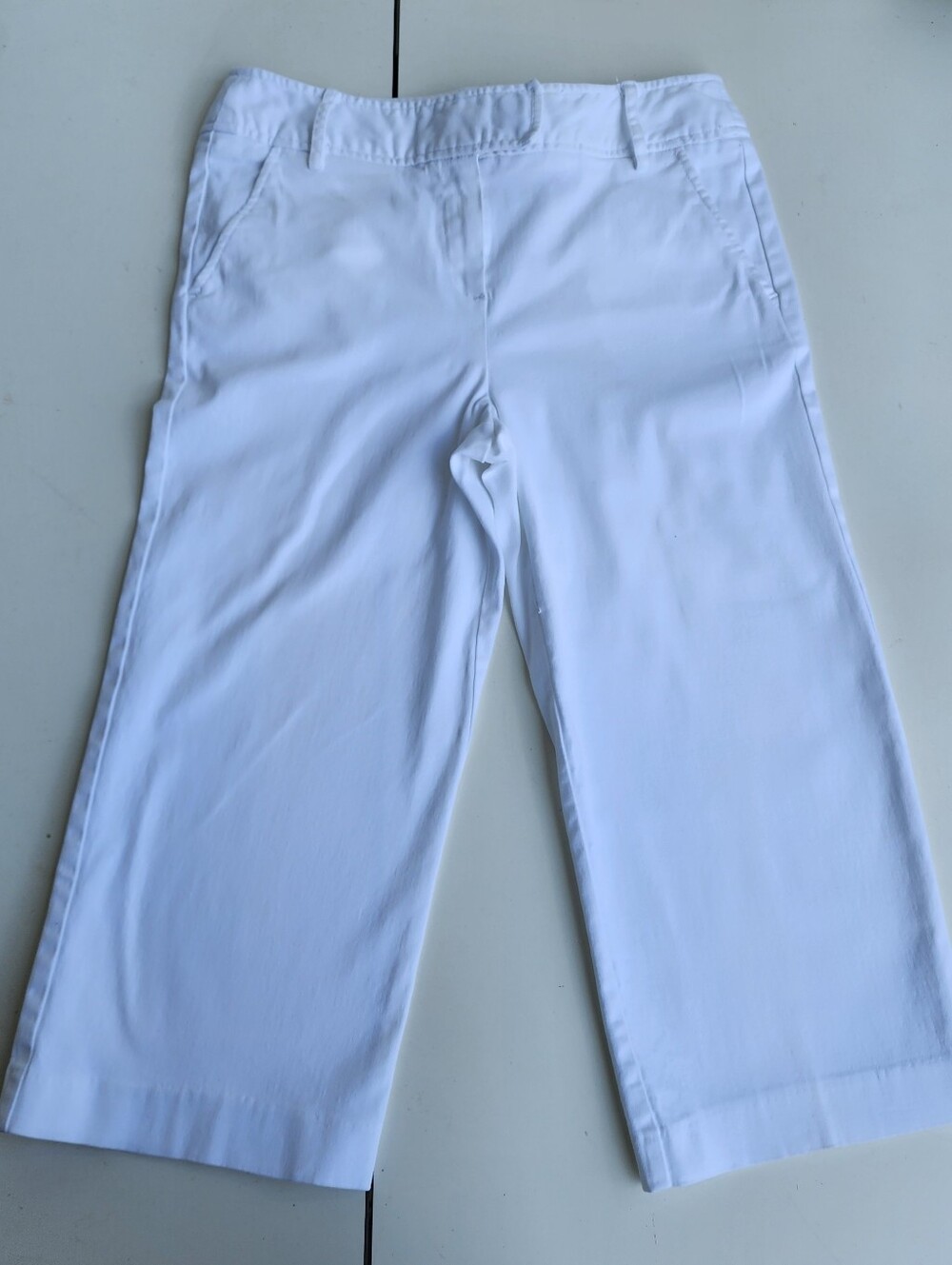 Larry Levine Stretch Womens Capri Pants White Cropped Dressy Casual Cotton Sz 6